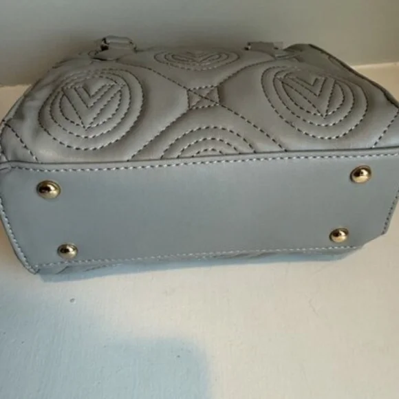 Valentino Orlandi Gray Quilted Satchel with Logo Strap - Picture 5 of 9